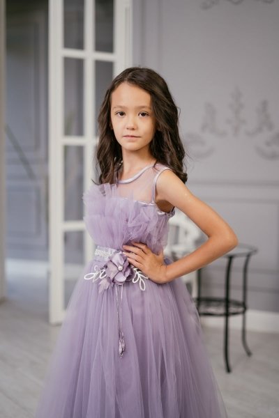 Сиреневое детское бальное платье на 8-10 лет напрокат в Алматы